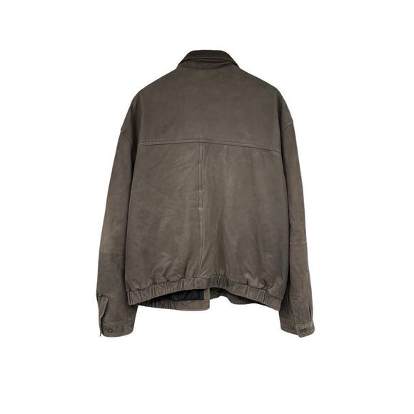 John Ashford Brown Leather Zip Bomber Style Jacket Men’s Size XXL - Picture 7 of 11